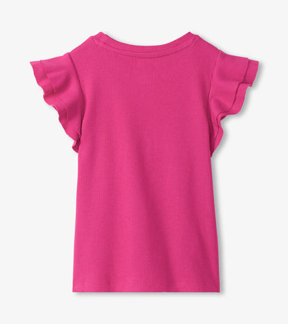 Hatley Girls Raspberry Rose Ruffle Sleeve Tank