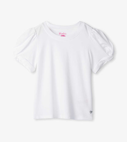 Hatley Girls White Twisted Sleeve Tee