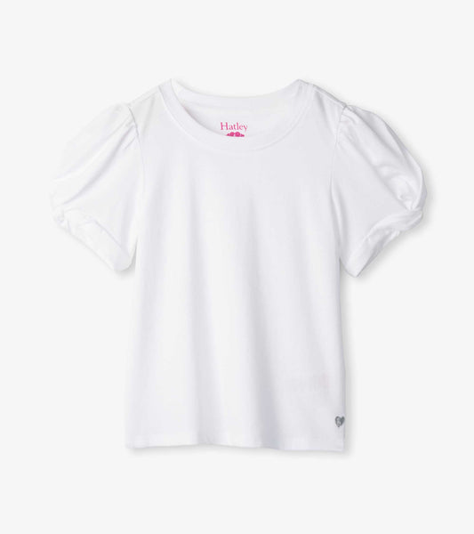 Hatley Girls White Twisted Sleeve Tee