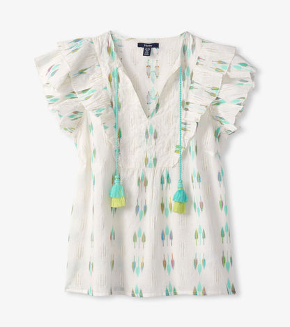 Hatley Alexa Popover - Blue Feather Ikat
