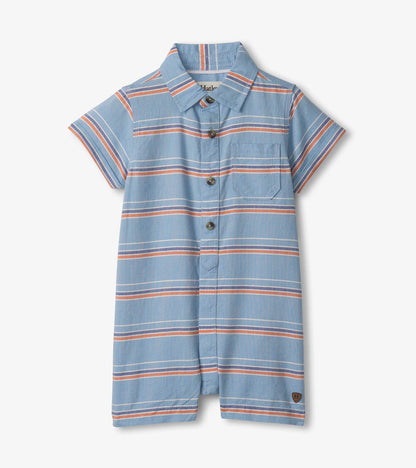 Hatley Baby & Toddler Boys Striped Blue Woven Romper