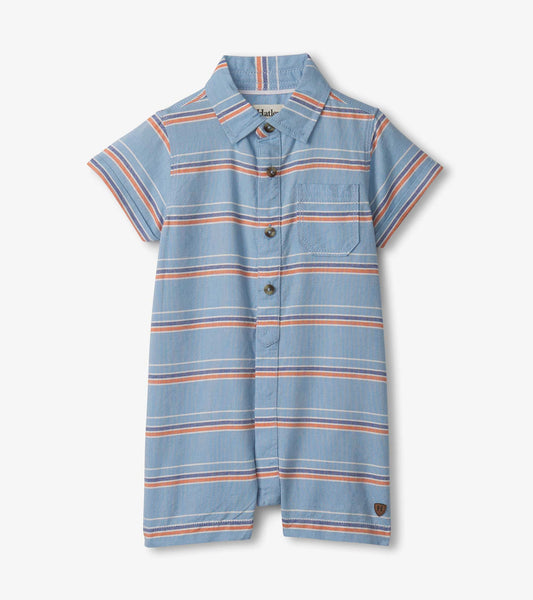 Hatley Baby & Toddler Boys Striped Blue Woven Romper
