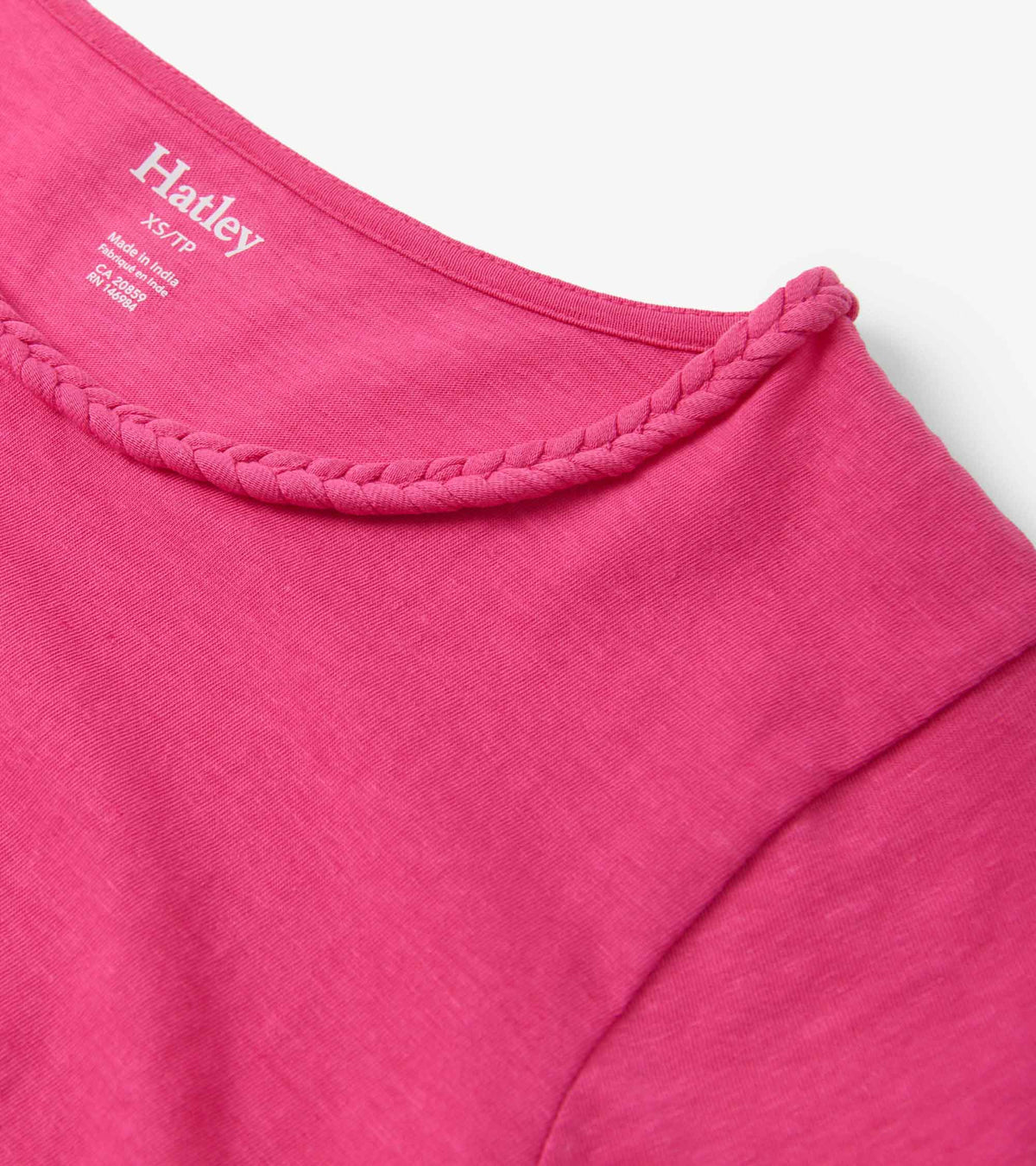 Hatley Braided Neck Tee - Fuschia