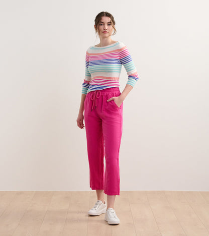 Hatley Straight Leg Linen Pants - Fuchsia