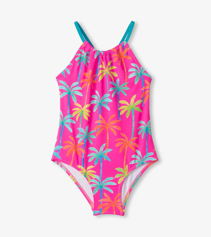 Hatley Girls Printed Palms Gather Front Swimsuit