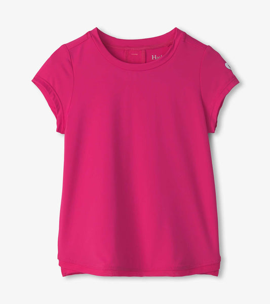 Hatley Girls Pink Mesh Trim T-Shirt