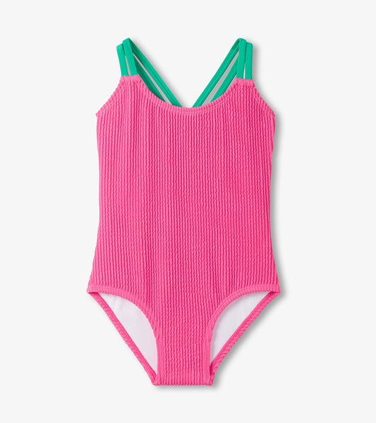 Hatley Girls Hot Pink Ribbed One-Piece Swimsuit