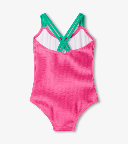 Hatley Girls Hot Pink Ribbed One-Piece Swimsuit