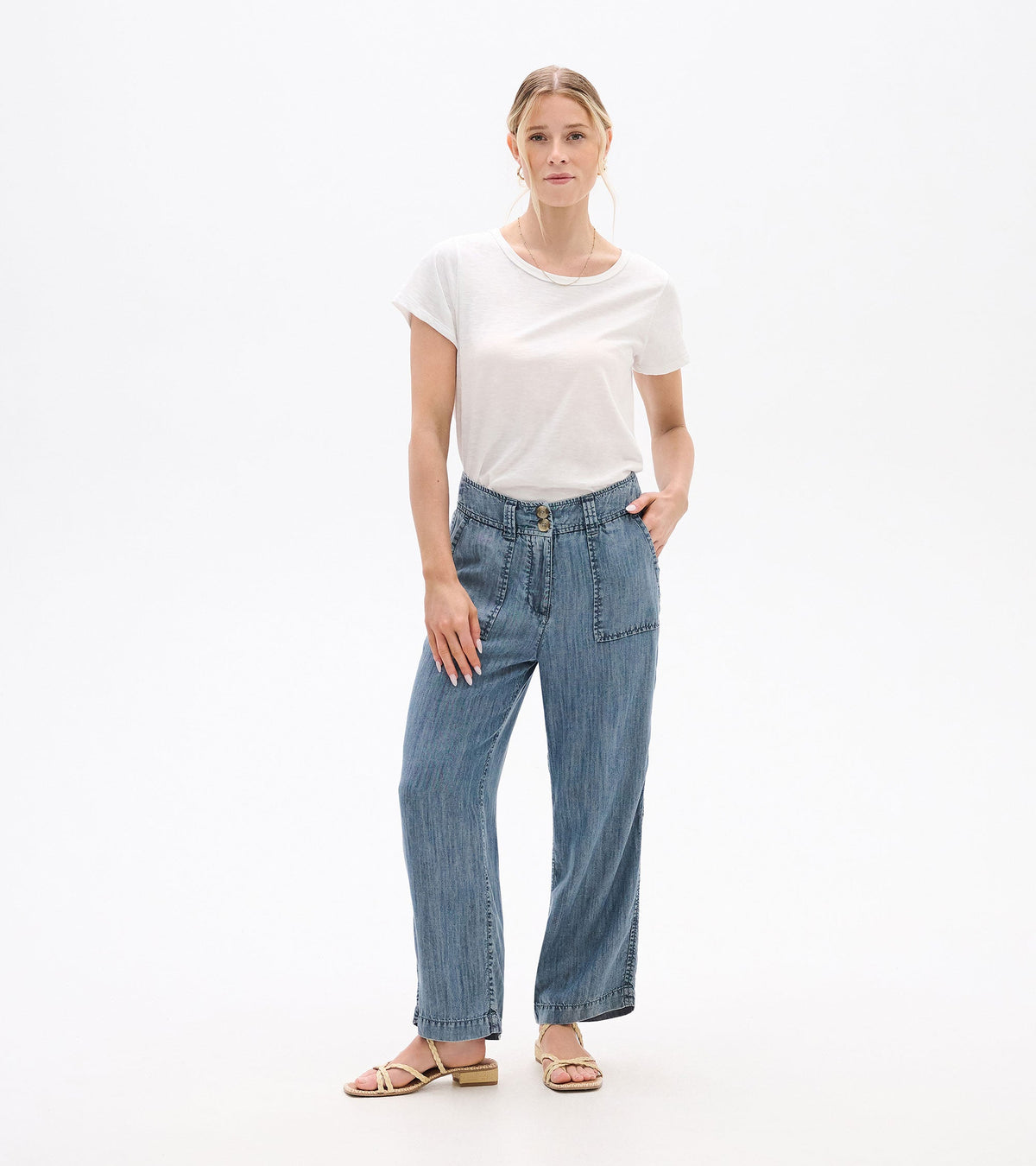Hatley Sophie Wide Leg Pants - Blue Acid Rinse