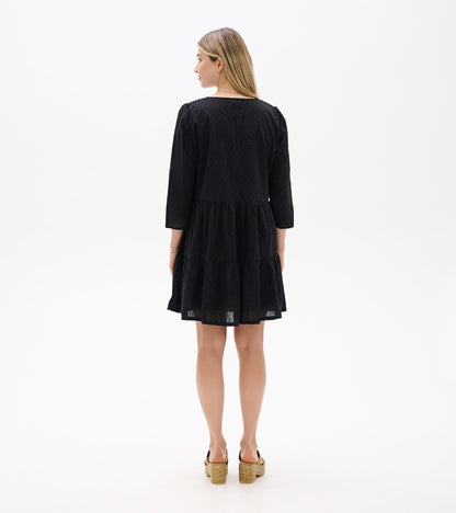 Hatley Amira Tiered Dress - Black Swiss Dot