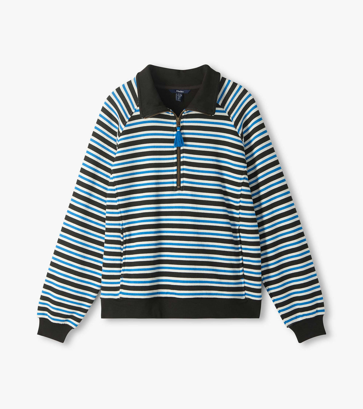 Hatley Mock Neck Pullover - Black Stripes