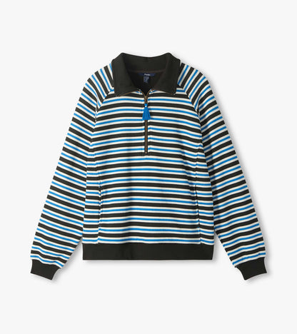 Hatley Mock Neck Pullover - Black Stripes