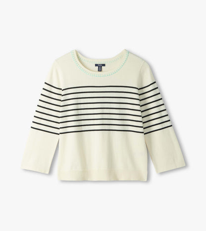 Hatley 3/4 Sleeve Knit Top - Black Stripes
