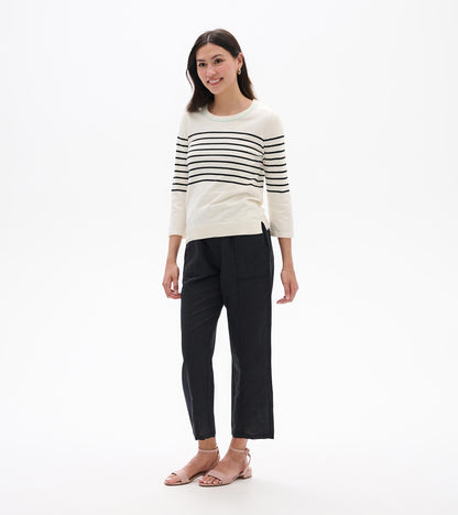 Hatley 3/4 Sleeve Knit Top - Black Stripes