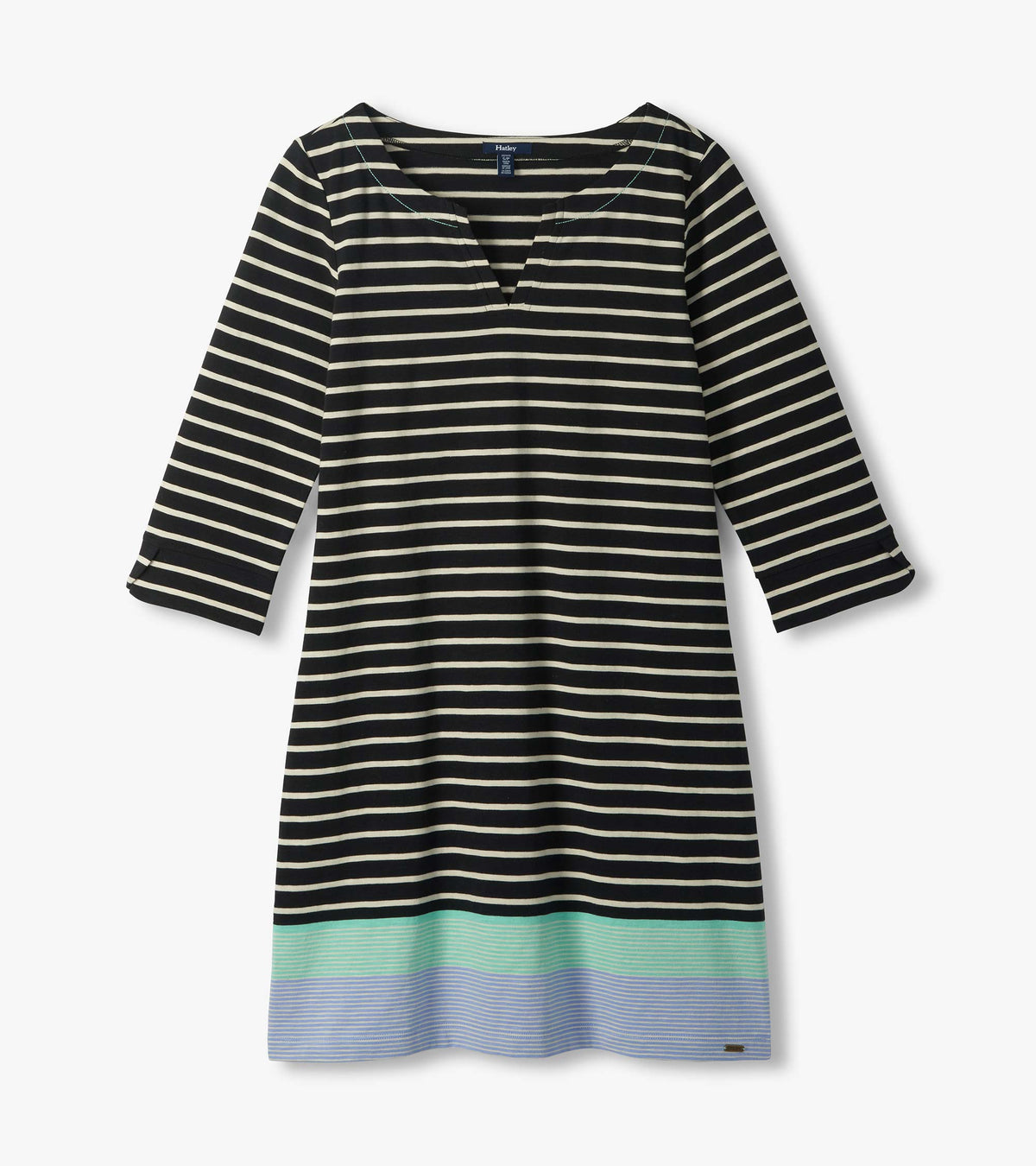 Hatley Lily Notch Neck Dress - Caviar Stripes
