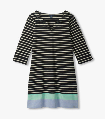 Hatley Lily Notch Neck Dress - Caviar Stripes