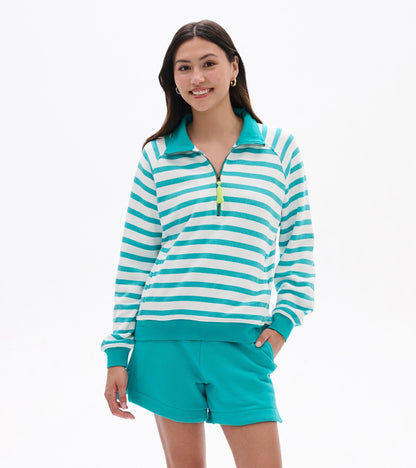 Hatley Mock Neck Pullover - Green Ceramic Stripes
