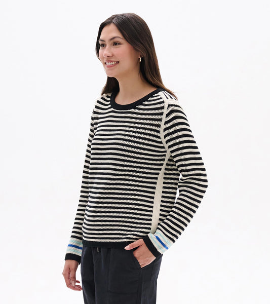Hatley Pointelle Stripe Sweater - Classic Black