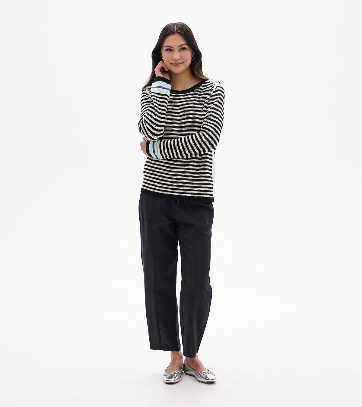 Hatley Pointelle Stripe Sweater - Classic Black