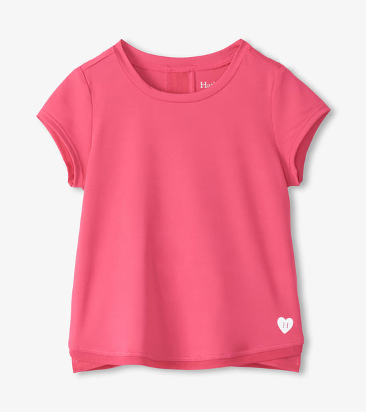 Hatley Girls Fandango Pink Mesh Trim T-Shirt