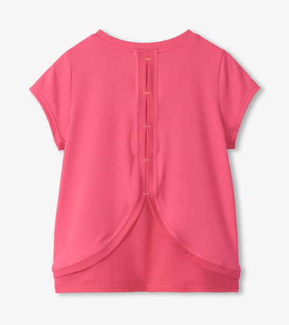 Hatley Girls Fandango Pink Mesh Trim T-Shirt
