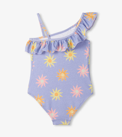 Hatley Girls Lavender Sunshine One-Shoulder Swimsuit