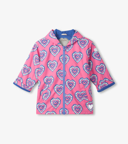 Hatley Girls Color Changing Heart Burst Zip-Up Rain Jacket