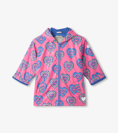 Hatley Girls Color Changing Heart Burst Zip-Up Rain Jacket