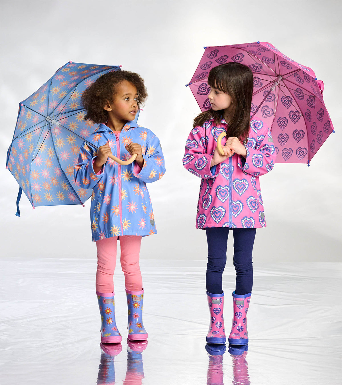 Hatley Girls Color Changing Heart Burst Zip-Up Rain Jacket