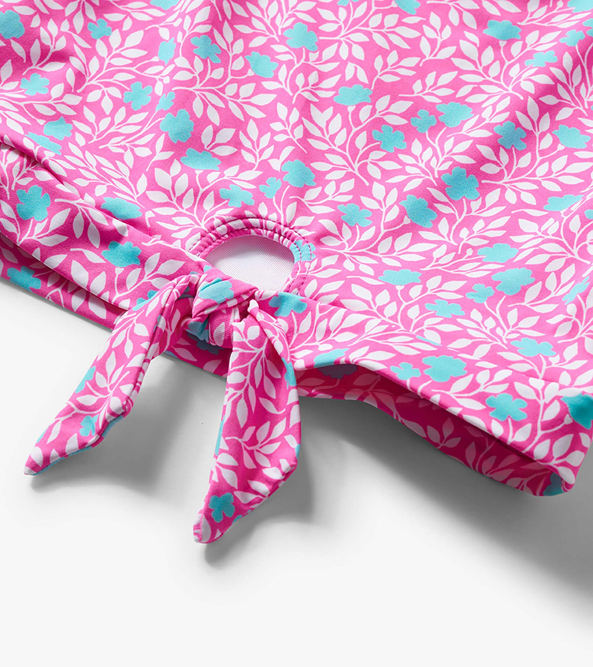 Hatley Girls Pink Floral Stripes Tie-Front Two-Piece Swimsuit