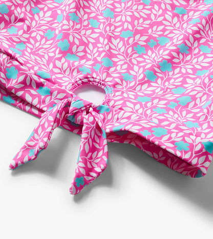 Hatley Girls Pink Floral Stripes Tie-Front Two-Piece Swimsuit