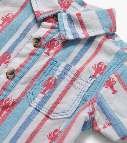 Hatley Baby Boys Preppy Lobsters Woven Romper