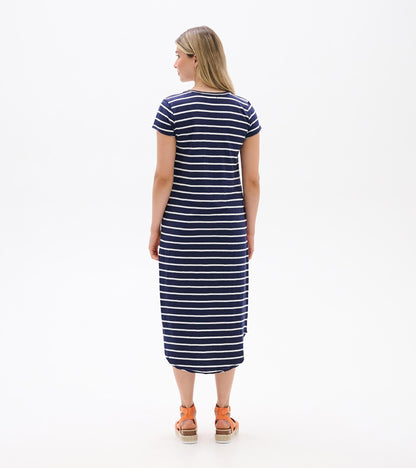 Hatley Midi Tee Shirt Dress - Navy and White Stripes