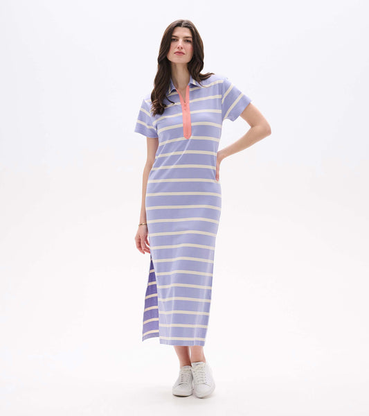 Hatley Contrast Zip Maxi Dress - Pale Iris Stripes