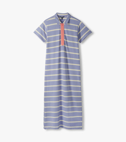 Hatley Contrast Zip Maxi Dress - Pale Iris Stripes