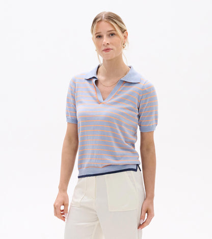 Hatley Johnny Collar Top - Serenity Stripe