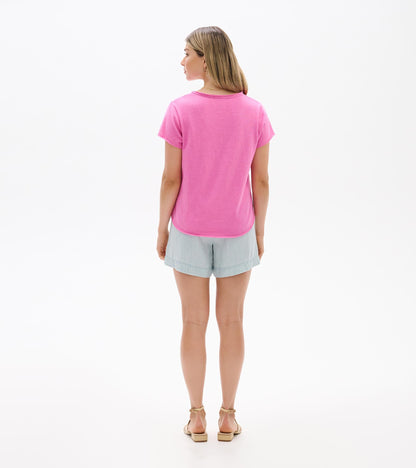 Hatley Sadie V-Neck Tee - Super Pink