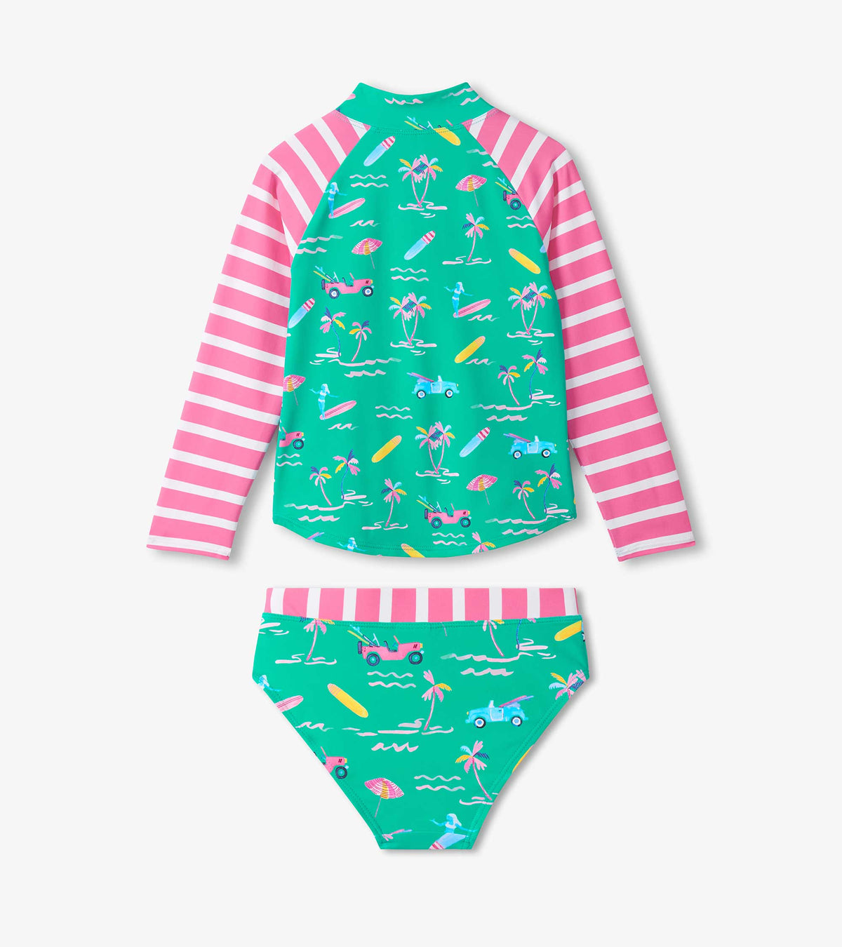 Hatley Girls Tropical Long Sleeve Two-Piece Rashguard Swimsuit