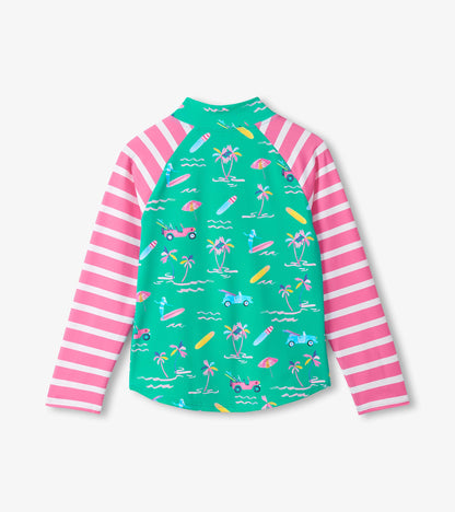 Hatley Girls Tropical Long Sleeve Two-Piece Rashguard Swimsuit