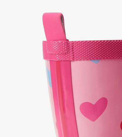 Hatley Girls Pink Hearts Shiny Rain Boot