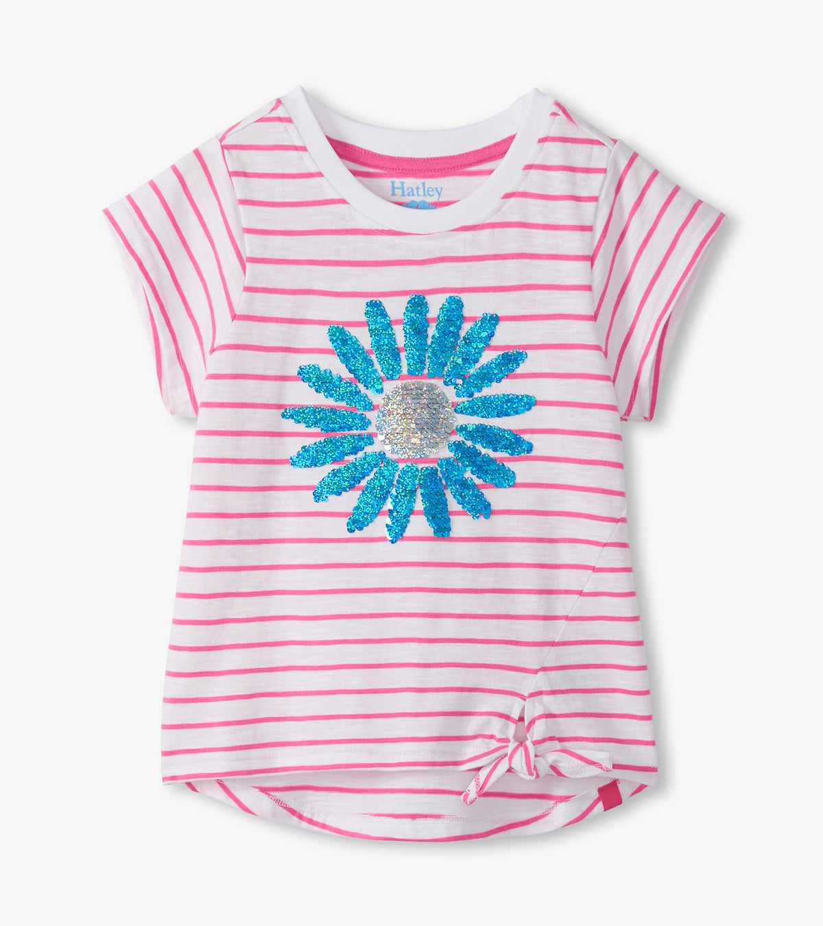 Hatley Girls Radiant Flower Striped Tie Front T-Shirt
